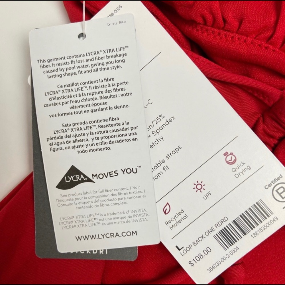 NWT Athleta Loop Back One Piece Kihei Red- Sz: L - Picture 8 of 10